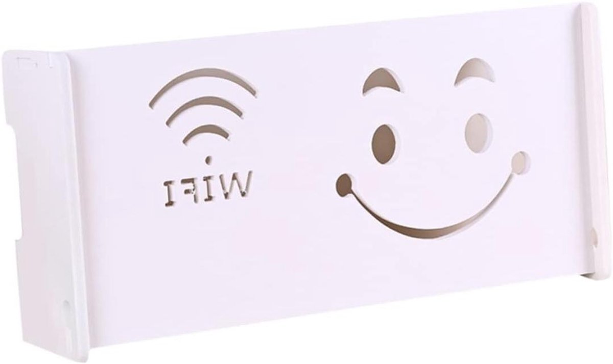 Router Opbergdoos - Kabel Organizer - Netwerk Apparaten - Decoratieve Wandmontage - 52x25x10cm - Wit