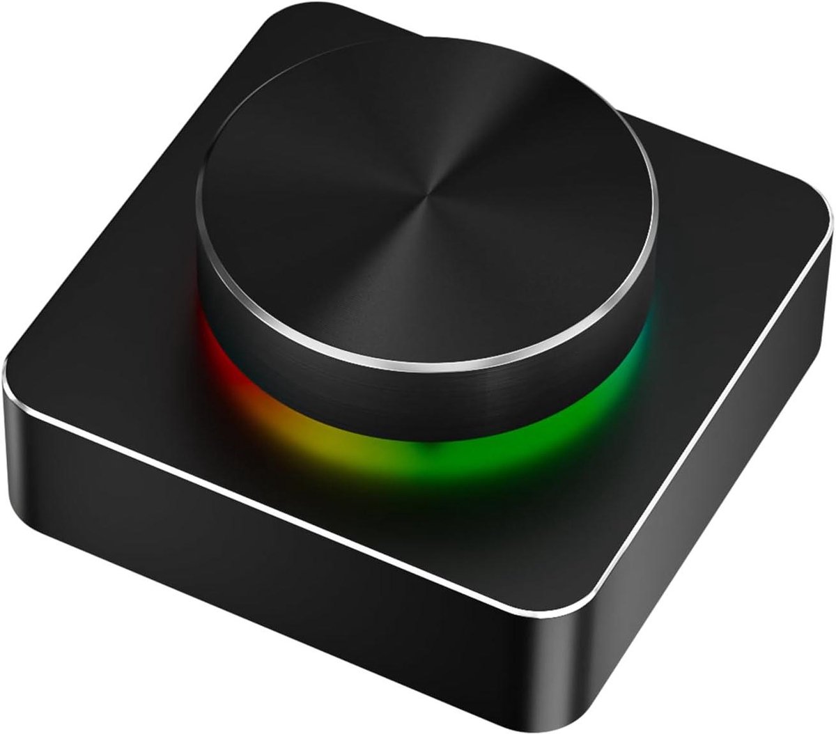 USB Volumeregelaar - Multimediacontroller - Muziek Bedienen - RGB Verlichting - 60x60x28mm - Zwart