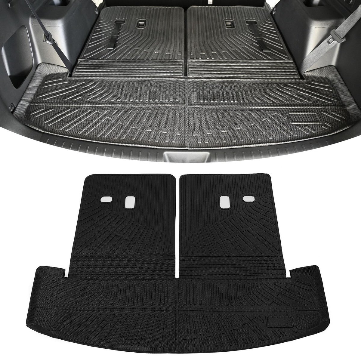 Dailygoods- Vrachtmat TPE - Trunk Liner - Achterbank Bescherming - Santa Fe 2024/2025 - Antislip Oppervlak - Duurzaam Materiaal - Bagagebescherming