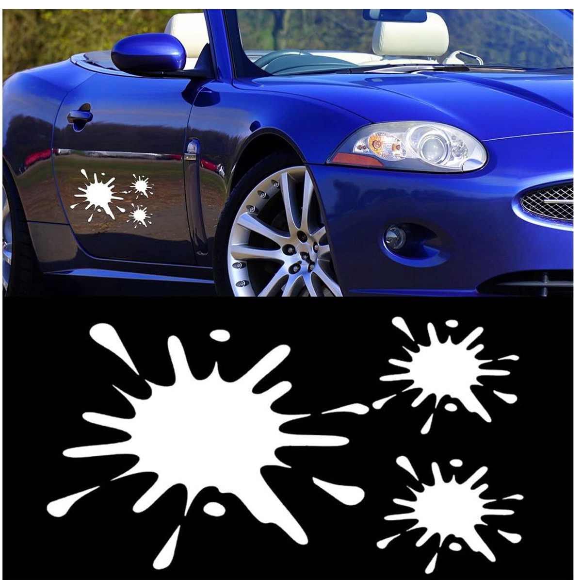 Dailygoods- Autostickers set van 3 - Gekleurde vlekken - Weerbestendig - 15 x 10 cm - Universeel - Persoonlijke stijl - Autoverfspatsticker