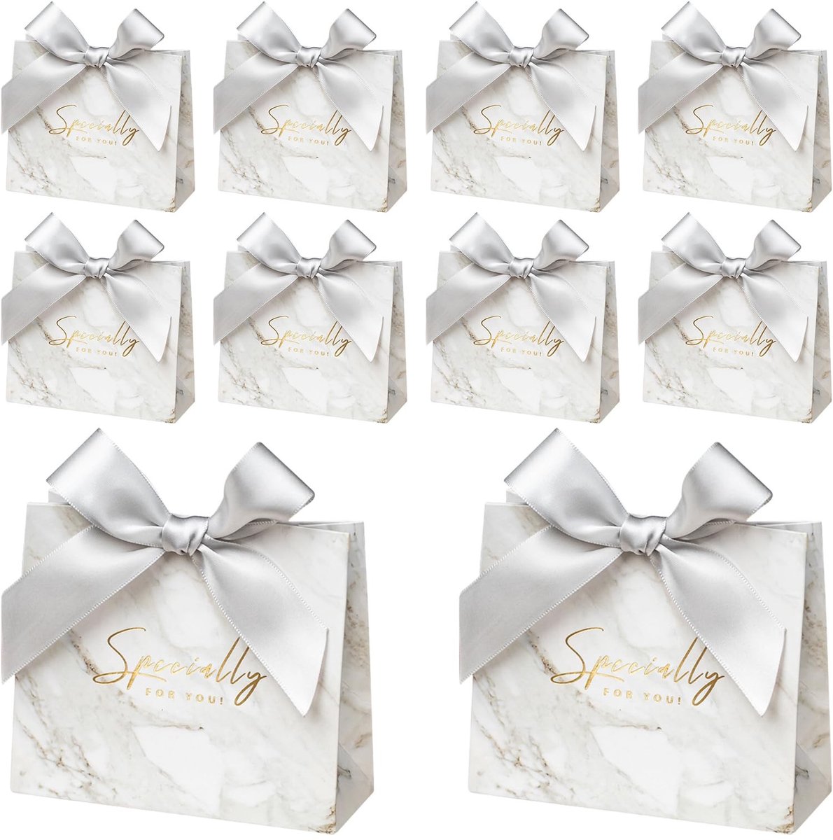Dailygoods- Cadeauzakjes 10 stuks - Mini-snoepzakken - Waterdicht kraftpapier - Bruiloft/Verjaardag - Opvouwbare bodem - Duurzaam met opdruk - Snoepzakjes