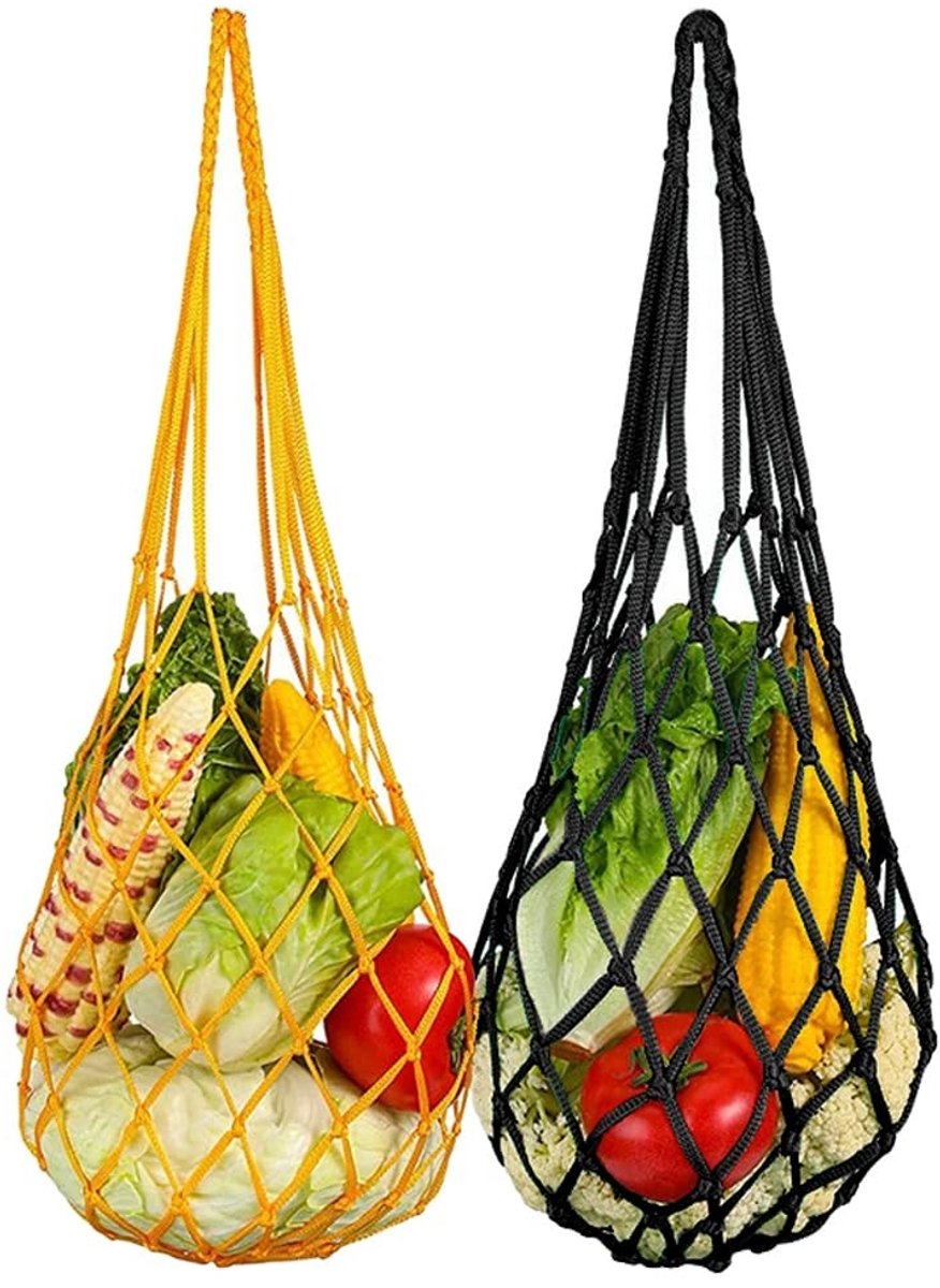 Dailygoods- Voederbak 2 stuks - Hangende Voederbak - Groente/fruit Feeder - Kippen/Grote Vogels - Duurzaam Polypropyleen - Zwart/Geel 58 cm - Voederhuisje