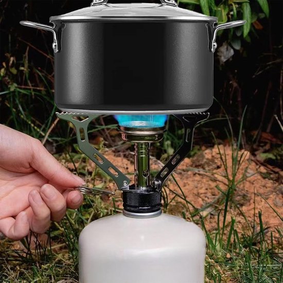 Mini-gasfornuis, 3500 W, ultralicht en inklapbaar, van roestvrij staal, outdoor gasfornuis met opbergdoos, ideaal voor wandelen, kamperen en trekking, picknick van MINI — afbeelding 2