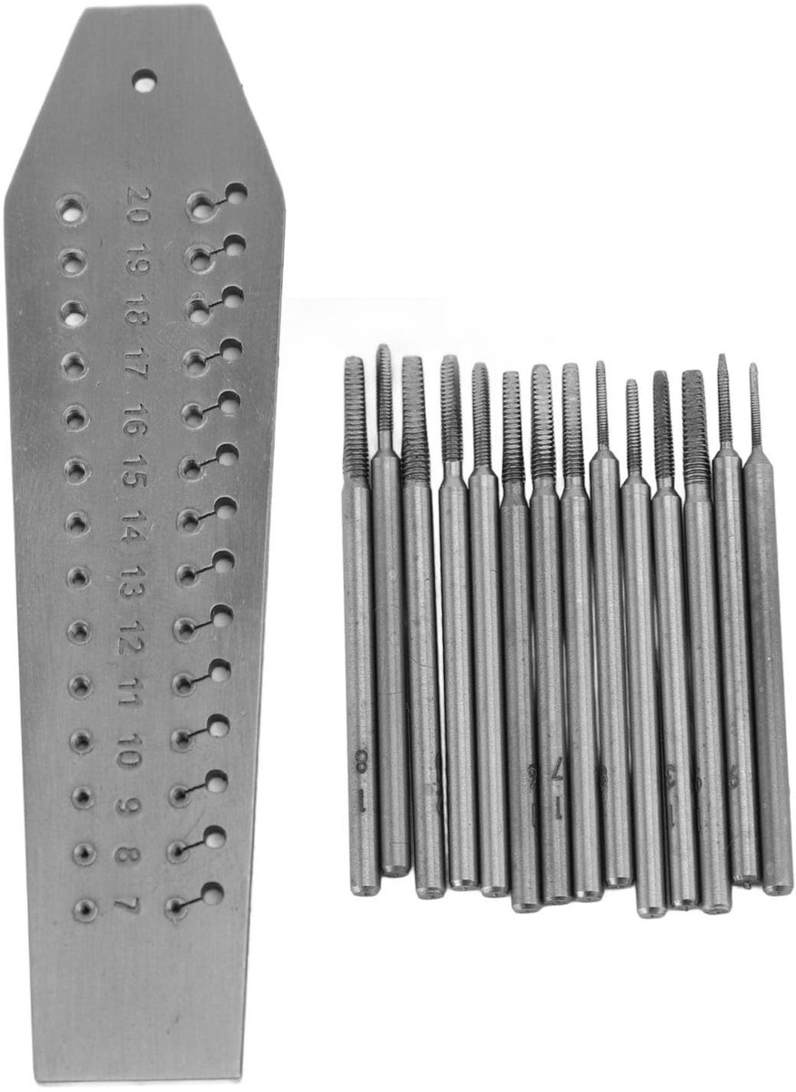 Dailygoods- Tapmatrijs 14-delig - Miniatuurtap- en Matrijzenset - 0,7 mm-2 mm - Juweliersgereedschap - Horlogereparatie - Essentieel voor Sieraden Maken - Miniatuurtapset