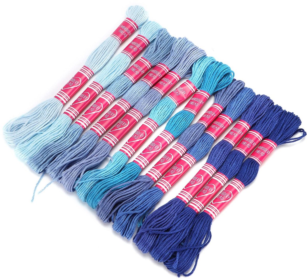 Dailygoods- Borduurgarenset kleurrijk - 12 strengen - Polyester - Borduurnaalden - Vriendschapsarmbanden - Knutselgeschenken - Stevigheid en glans - Borduurgaren