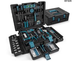 Gereedschapskoffer Gevuld - Opbergkoffer Set - Thuis en Auto - Uniek Openingsontwerp - 379 Delen - Blauw