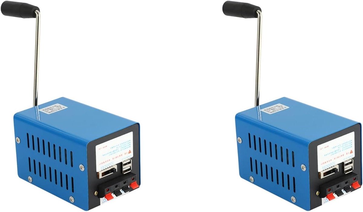 Hand Crank Generator - Noodstroom Dynamo - Stroom Opwekken - Draagbaar Ontwerp - 2 Stuks - Blauw