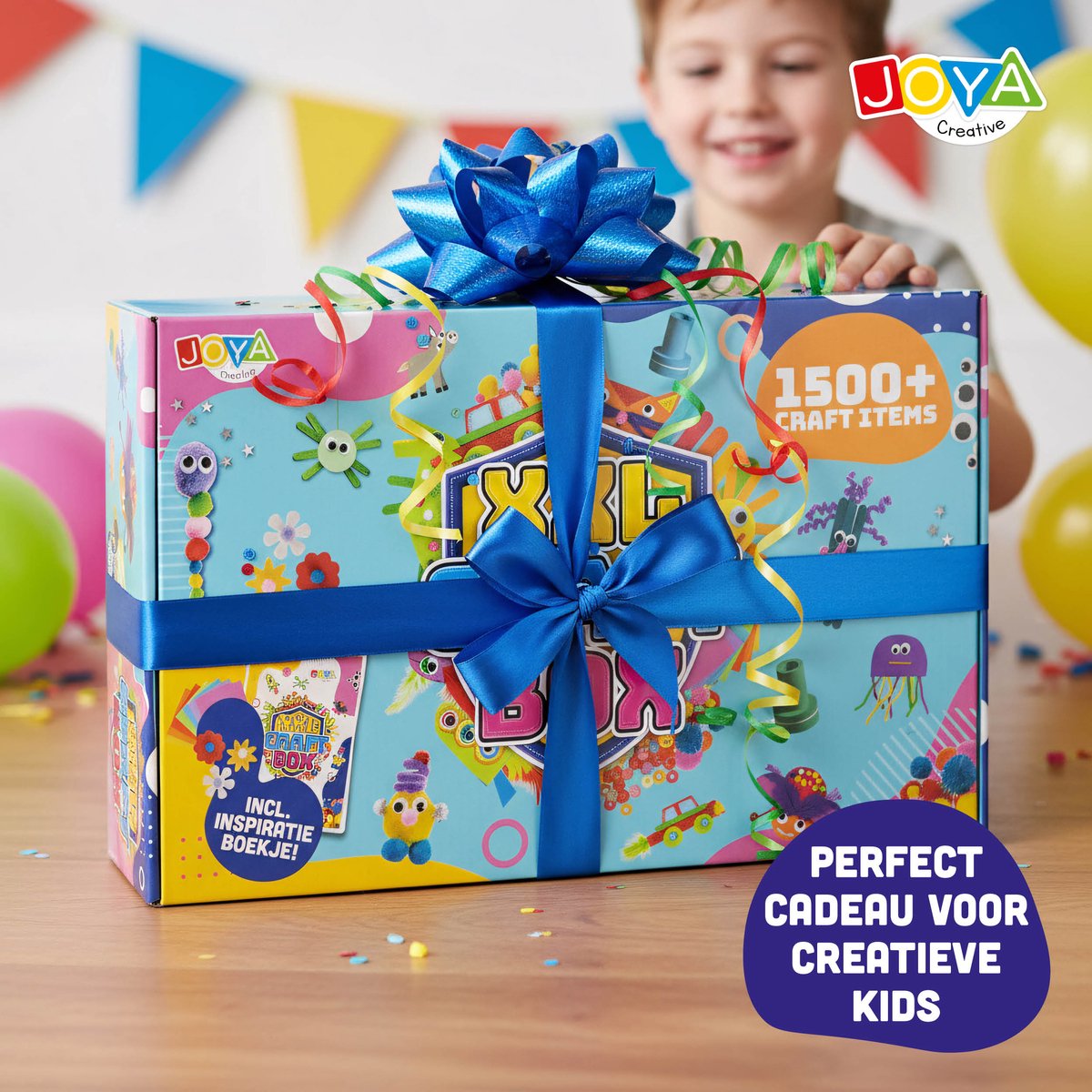 Knutseldoos XXL - 1500+ Knutselitems - Knutselpakket voor Kinderen - Inclusief Inspiratieboekje, Glitter, Vilt, Pijpenragers, Foam, Stempels & Veilig Scharen - Creatieve Knutselkoffer 3+ Jaar - Joya Creative — afbeelding 4