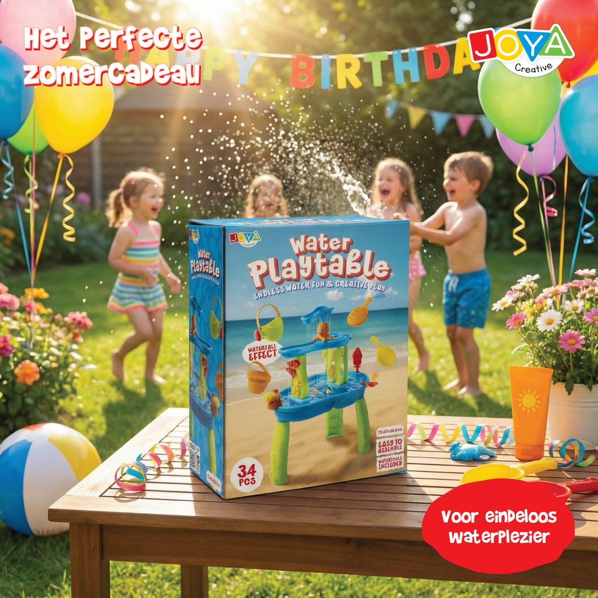 Joya Creative Watertafel Jongens - Blauw en Groen - Waterspeeltafel - 34-delig accessoire set - Waterval Effect – Afmeting 59x38,5x73 cm – Activiteitentafel met Water Voor Buiten en Tuin — afbeelding 5