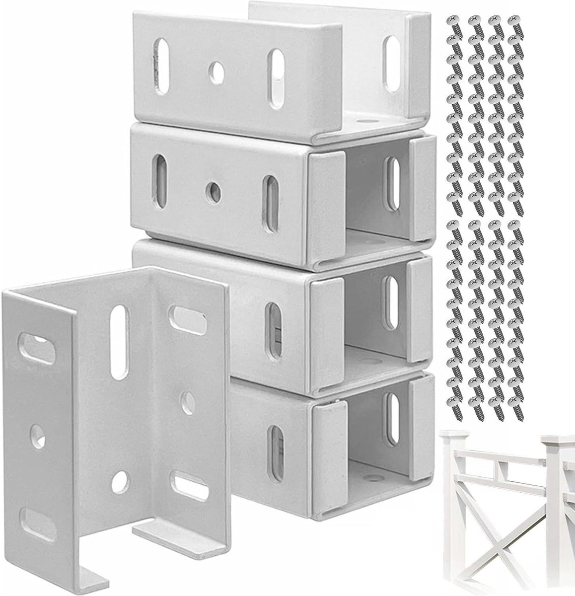 Aluminium Beugels - Verbinders Schutting - Terras Verstevigen - Winddichte Stabiliteit - 8 Stuks - Grijs
