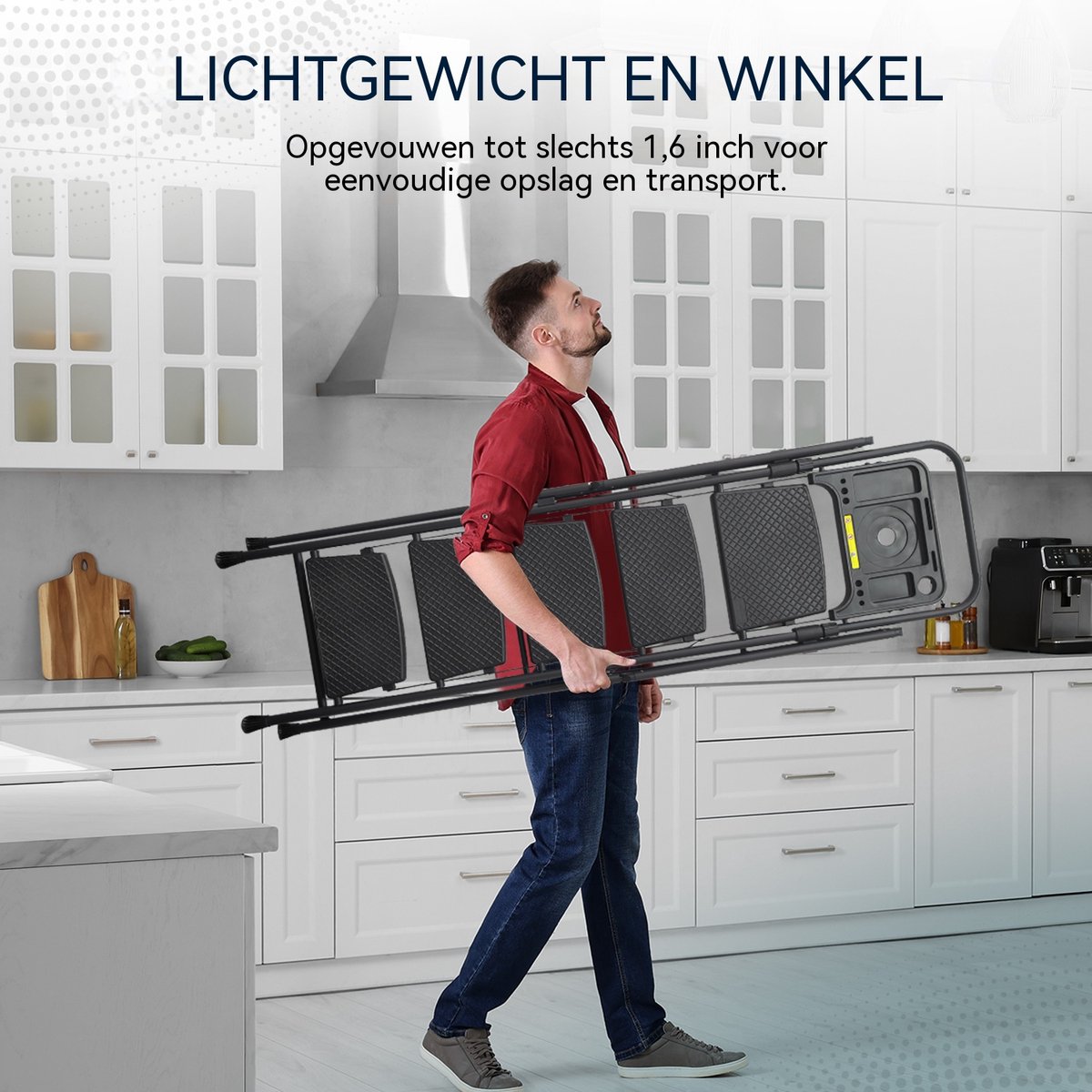 Opvouwbare Trapladder 5 Treden - Huishoudtrap-Inklapbare Ladder - Stalen Trapleer - Antislip Treden - Met Leuning - Gereedschapsbakje - Voor Binnen - 5 Treden - Klussen – foto 7
