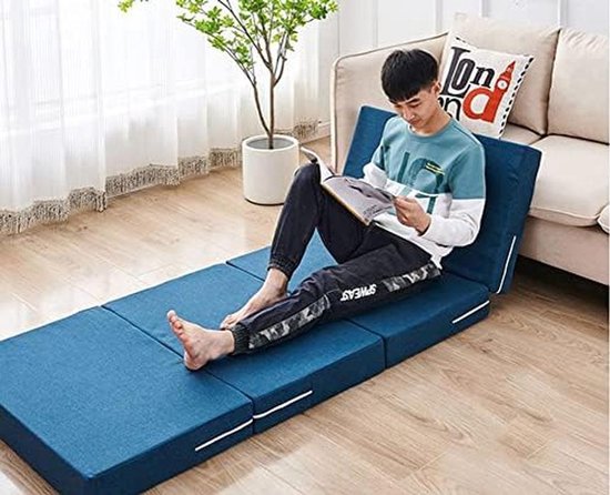 Opklapbed Matras - Logeer Matras - Comfortabel Slapen - Afneembare Hoes - 200x80cm - Blauw — afbeelding 5