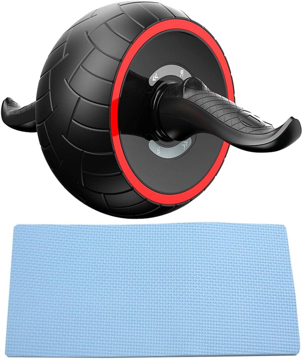 Buikspiertrainer Wiel - Buikroller Fitness - Buikspiertraining Thuis - Automatische Rebound - 35x20x9cm - Zwart Rood