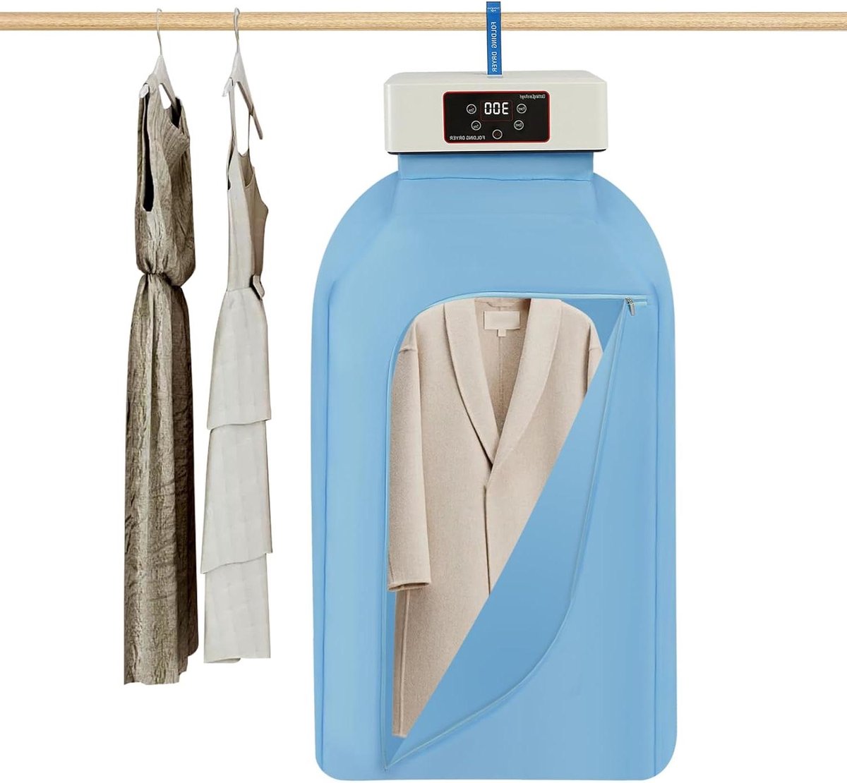 Draagbare Wasdroger Mini Droger Kleding Drogen 360° Hetelucht 600W Wit Blauw
