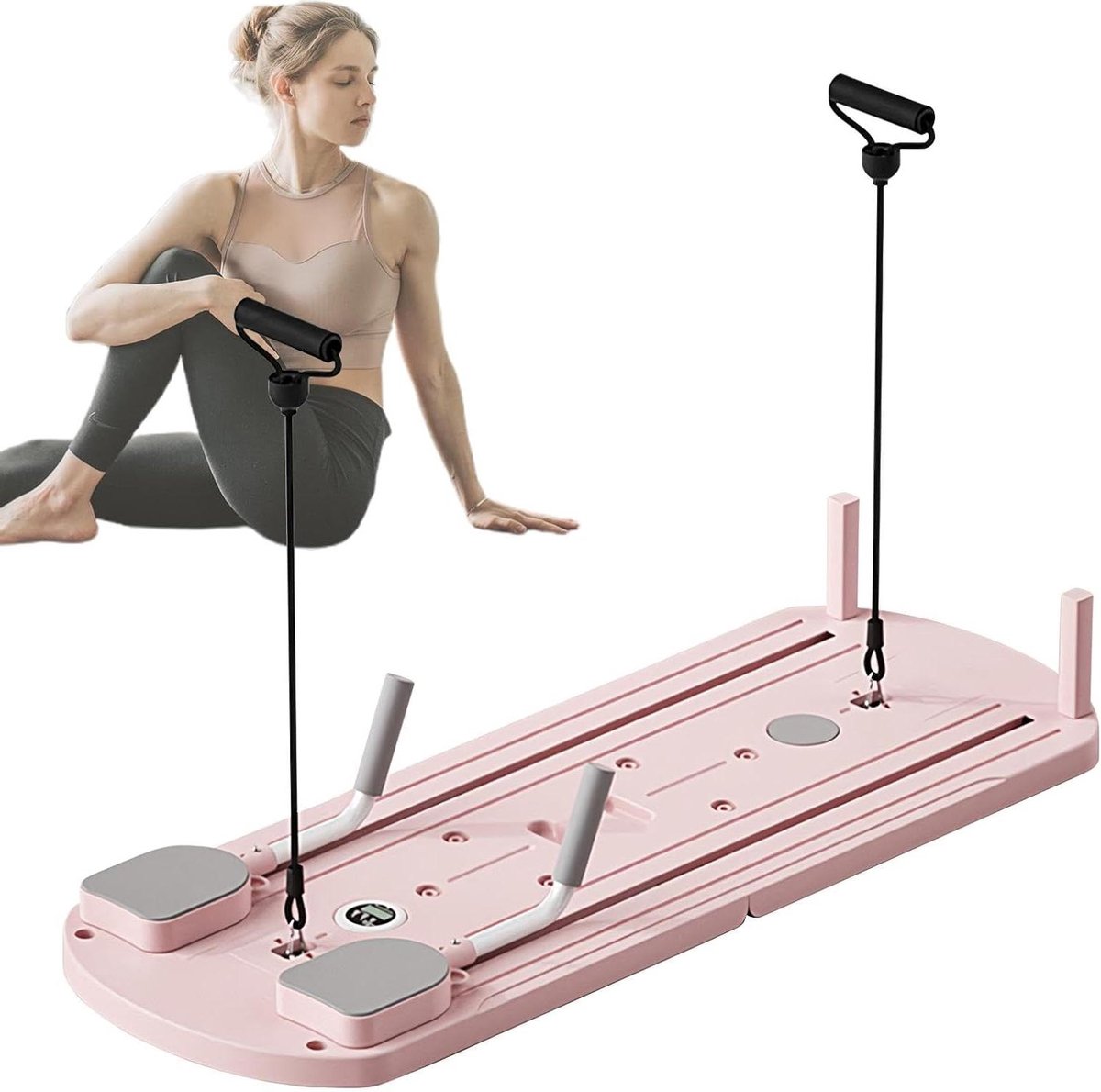 Pilates Board - Fitness Reformer - Kracht en Flexibiliteit - Automatische Rebound - 110x41x3 cm - Roze