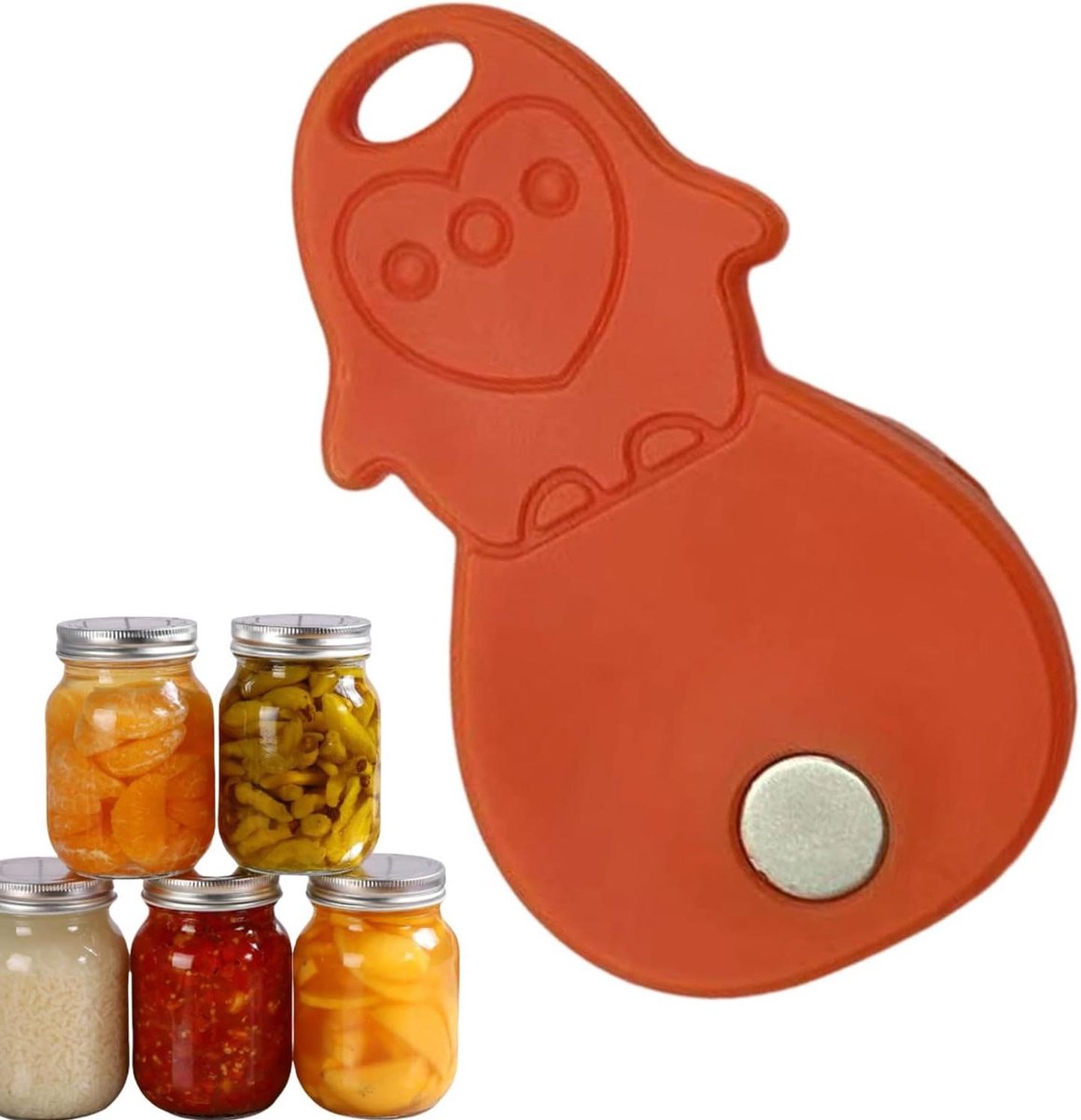 Potopener - Deksel lifter - Glazen openen - Magnetische grip - 7 x 4 cm - Oranje