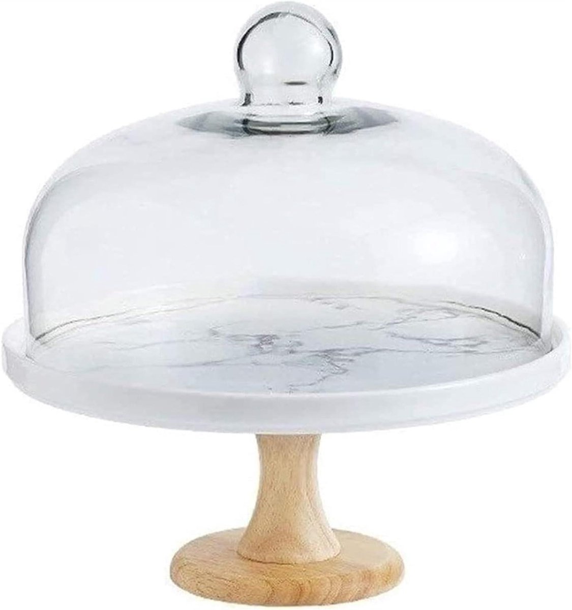 Taartdoos Set - Gebak Serveerschaal - Desserts Presenteren - Houten Standaard - 1650 Gram - Wit