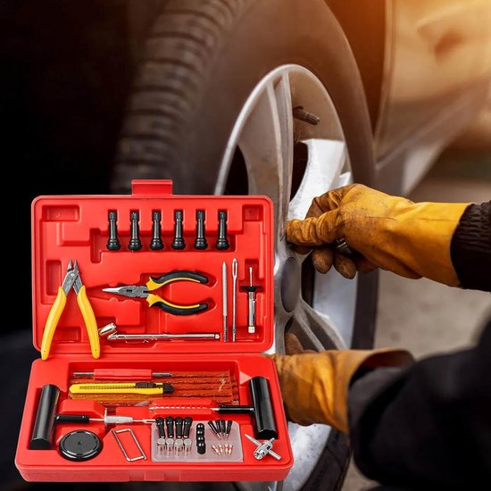 Reparatieset Banden - Autobanden Herstel - Snel Herstel - 74 Delige Kit - 31 cm - Rood — afbeelding 4