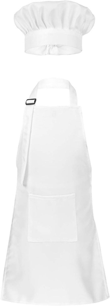 Kinder Schort met Muts - Kookmuts Tafelkleed - Koken en Knutselen - Waterproof Polyester - 2-12 Jaar - Blauw