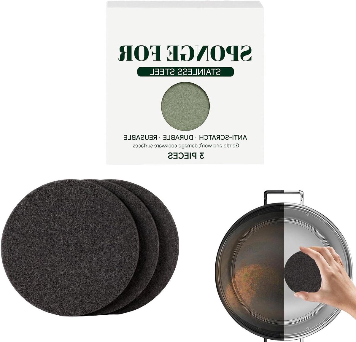 Keuken Spons - Schuursponsjes Reinigingspads - Hardnekkige Vlekken Verwijderen - Niet-krassende Reiniging - 3 stuks - Grijs