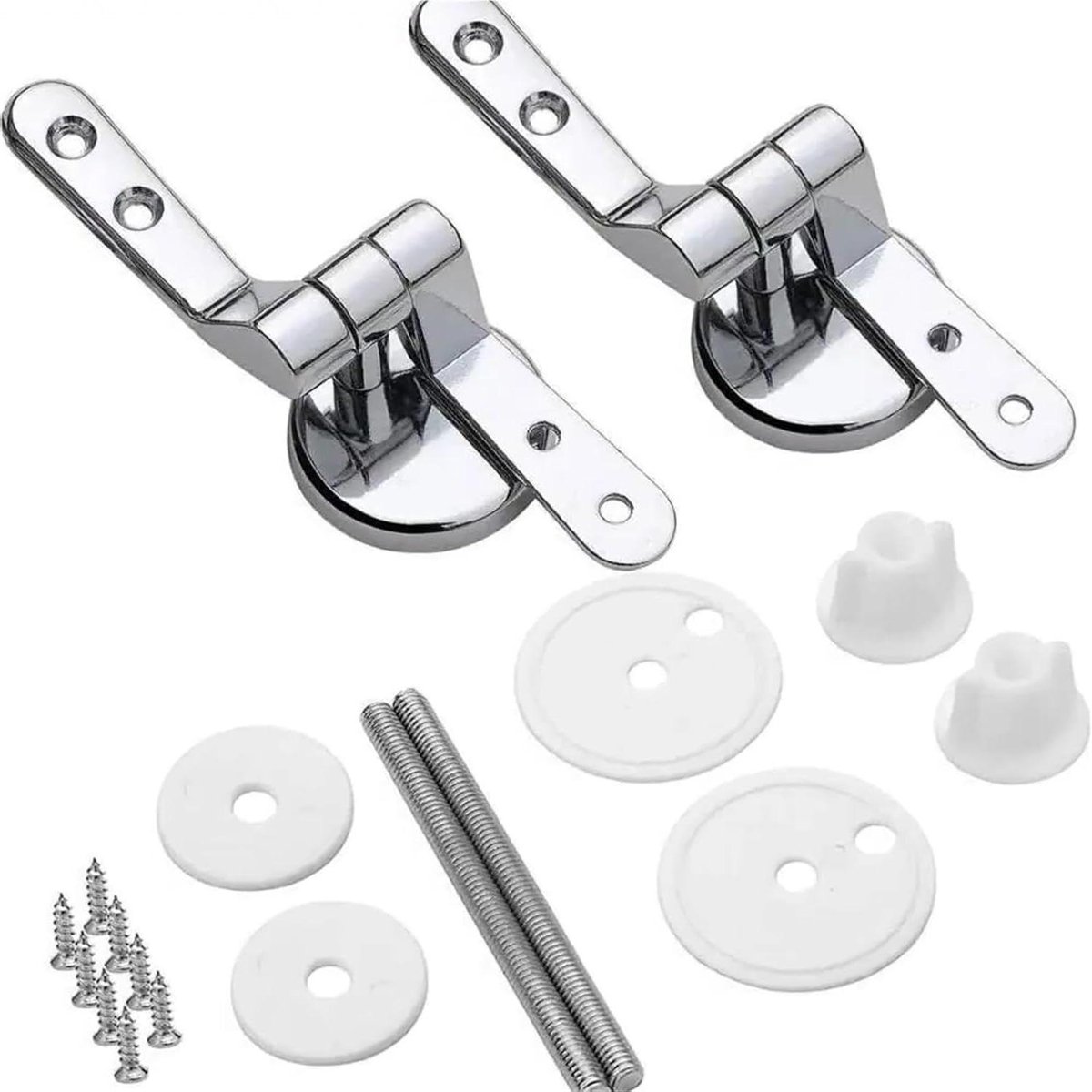 WC-bril scharnieren - Toiletbril bevestiging - Badkamer reparatie - Universele pasvorm - 2 stuks - Verchroomd
