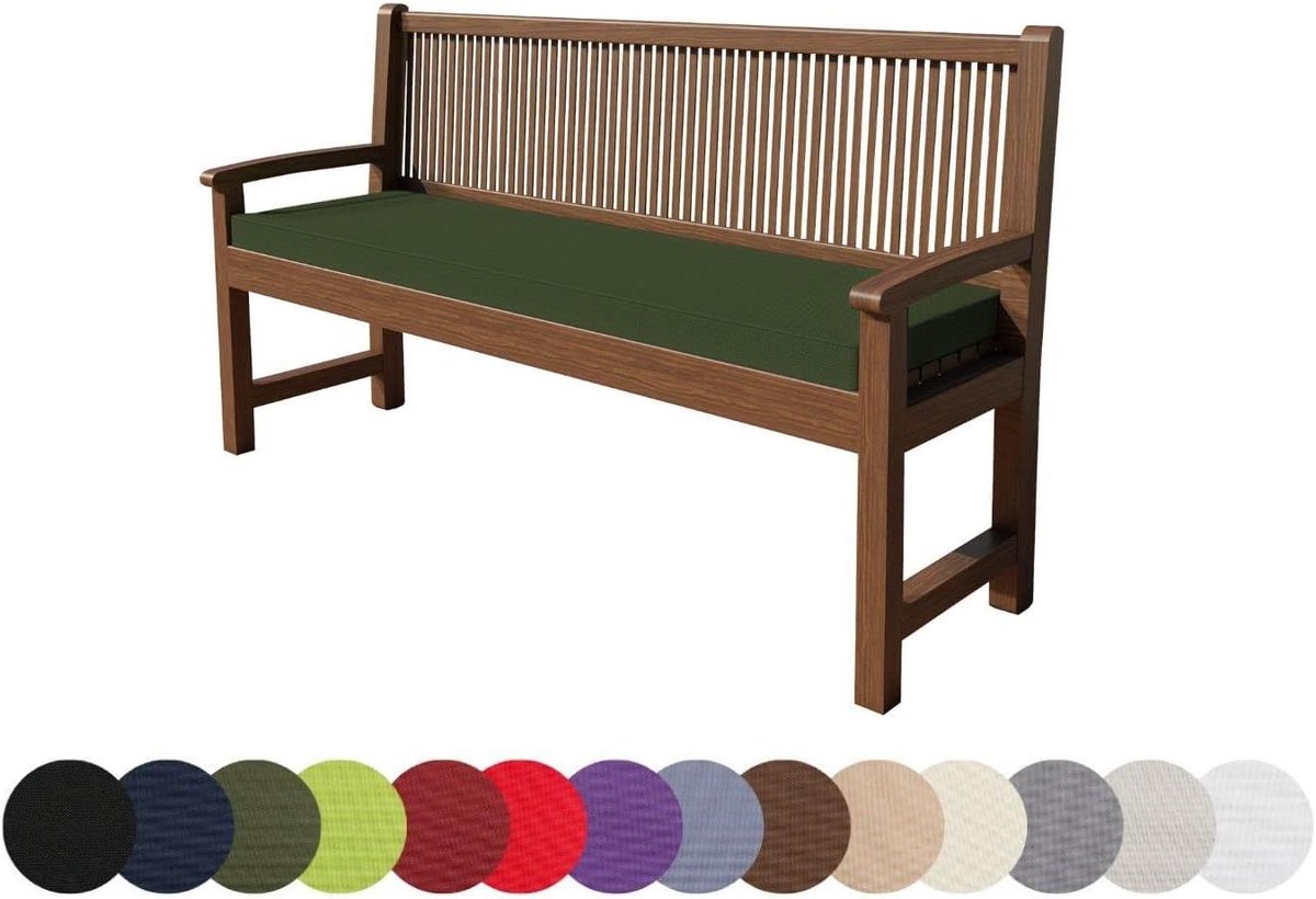 Bankkussen - Zitkussen Tuinbank - Comfortabel Zitten - Waterafstotend Polyester - 110x40x5 cm - Donkergroen