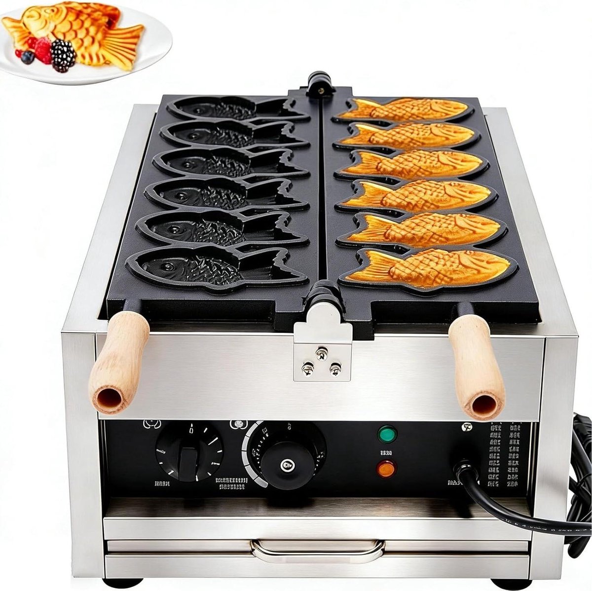 Elektrisch Wafelijzer - Wafelmaker Visvorm - Desserts Maken - Dubbele Bakvorm - 3000W - Meerkleurig