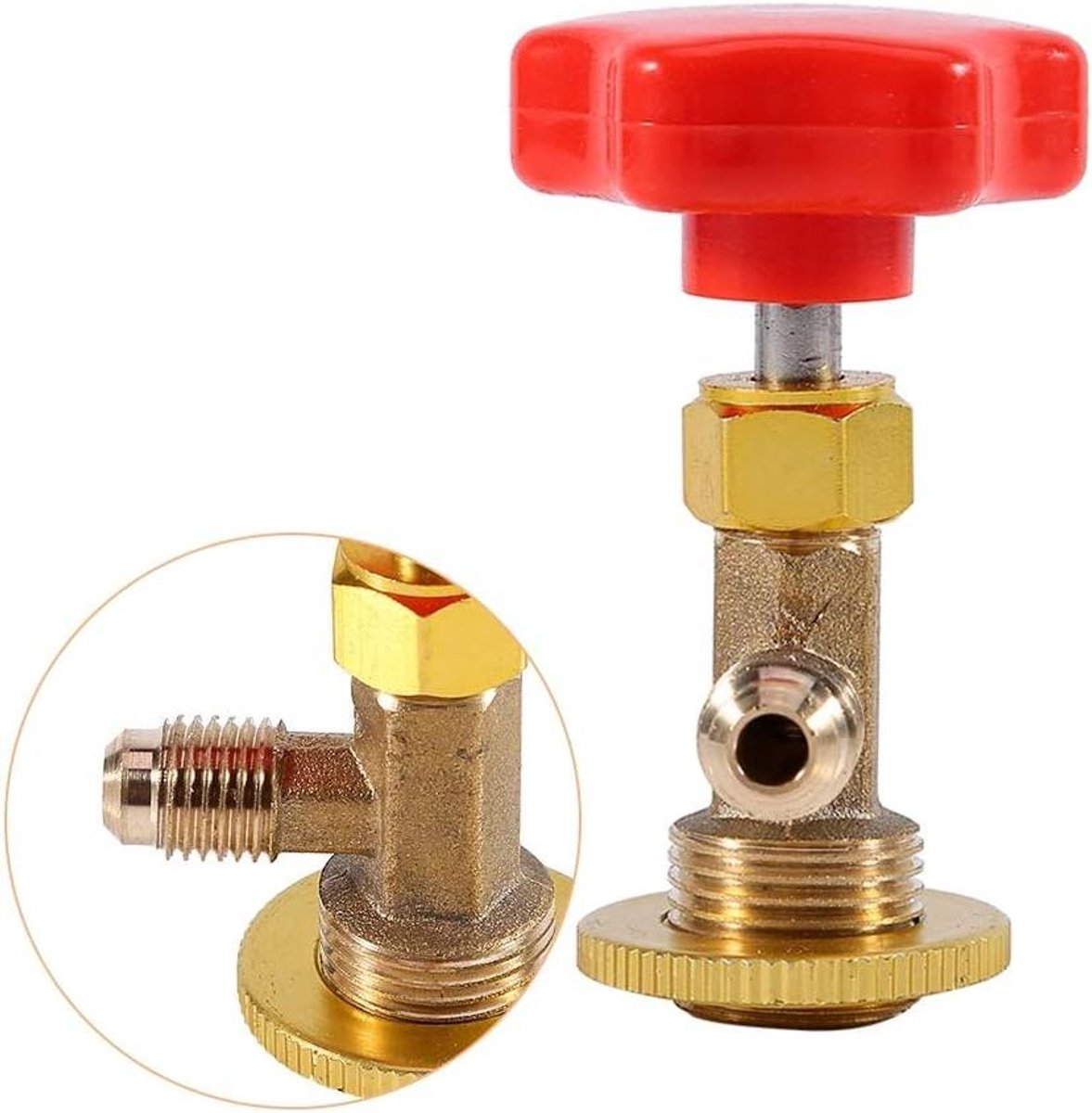 Koelmiddel Flesopener - Vulklep Kraan - Airco Vullen - Ingebouwd Veiligheidsventiel - M14/1/4" - Zilver
