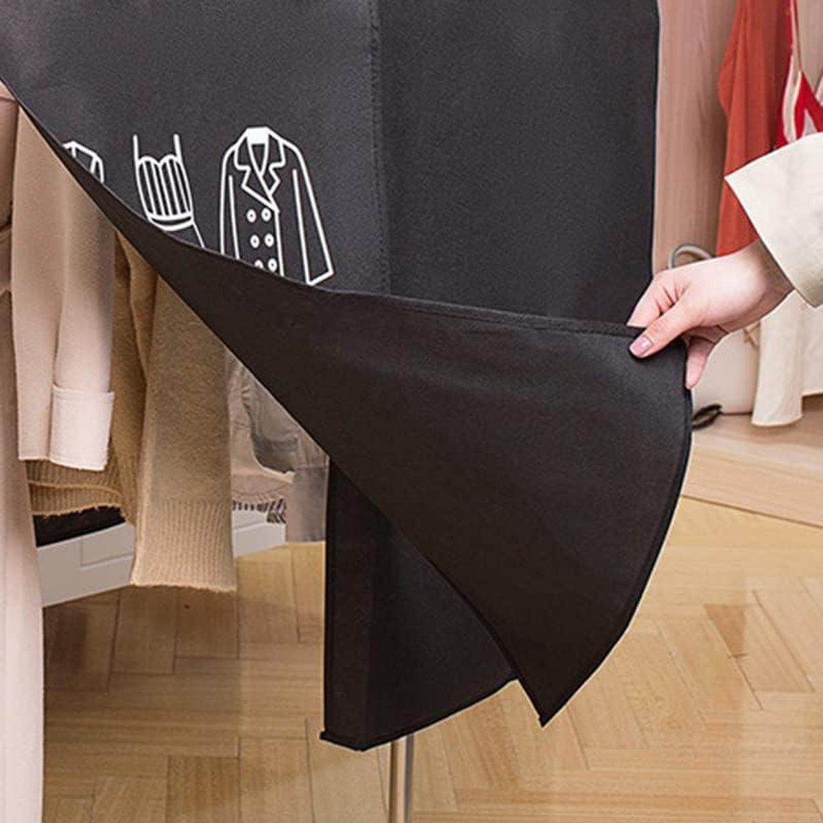 Kleding Stofhoes - Kledingbeschermer Kledingzak - Kleding Opbergen - Transparant Venster - 35x33x2 cm - Zwart