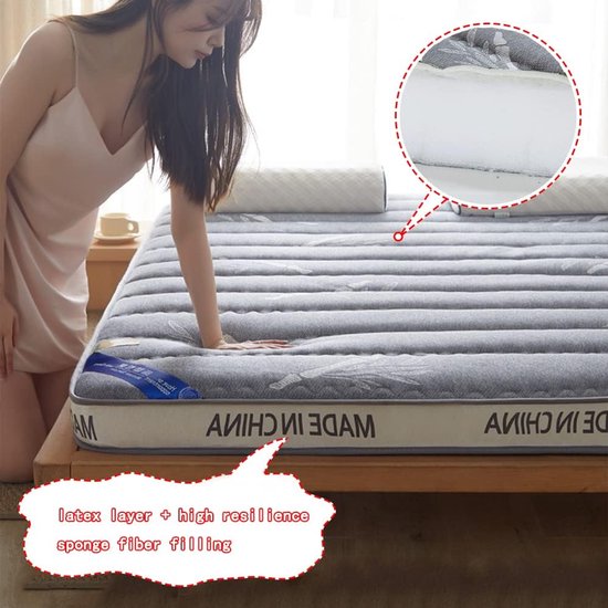 Opvouwbare Matras - Japanse Futon Vloermat - Flexibel Slapen - 5-Laags Vulling - 80x190cm - Grijs — afbeelding 4