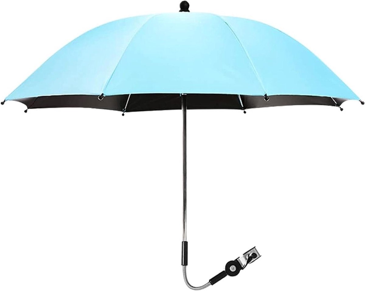 Kinderparasol - Kinderwagen paraplu - Bescherming tegen zon - Verstelbare klem - 85 cm - Blauw