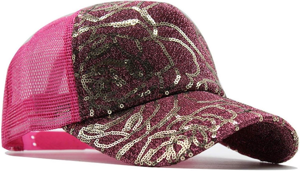 Baseball Cap - Zonnehoed - Outdoor Activiteiten - Glanzende Pailletten - 54-60cm - Roze