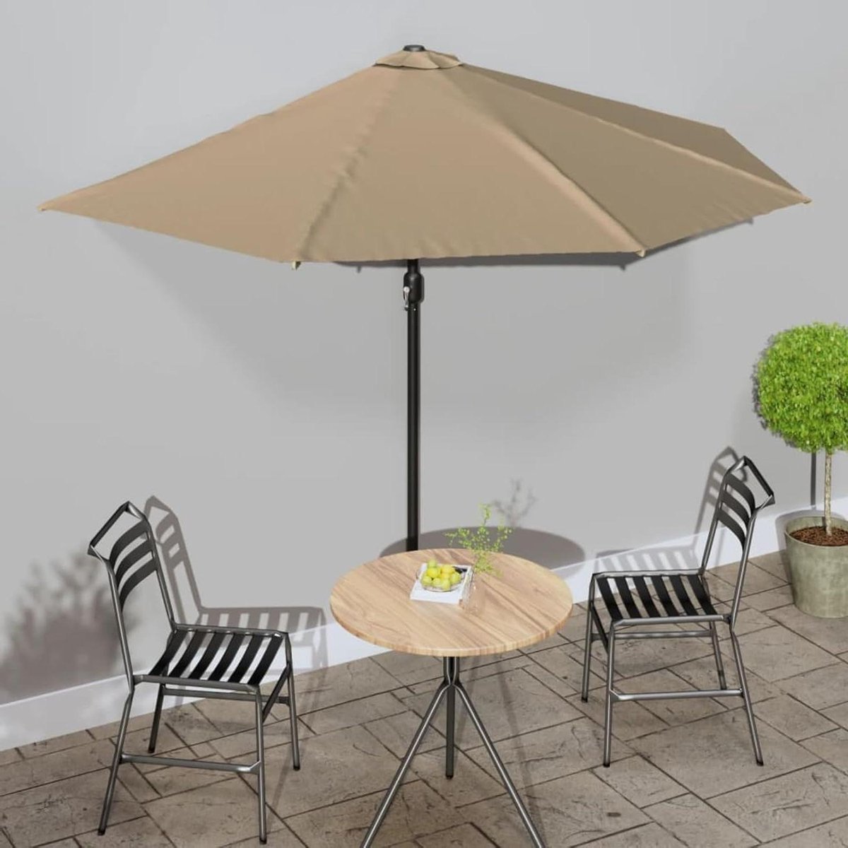 Balkonparasol - Halve parasol - Schaduw Creëren - UV-bestendig polyester - 300 x 150 cm - Taupe
