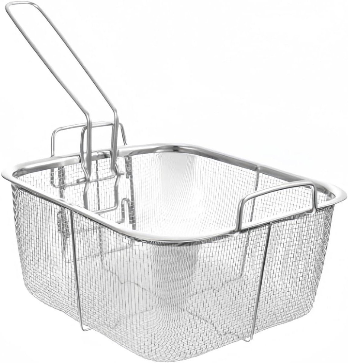 Friteuse Mand - Keukenmand - Lekker Eten - Opvouwbaar Handvat - 19.8 cm Vierkant - Zilver