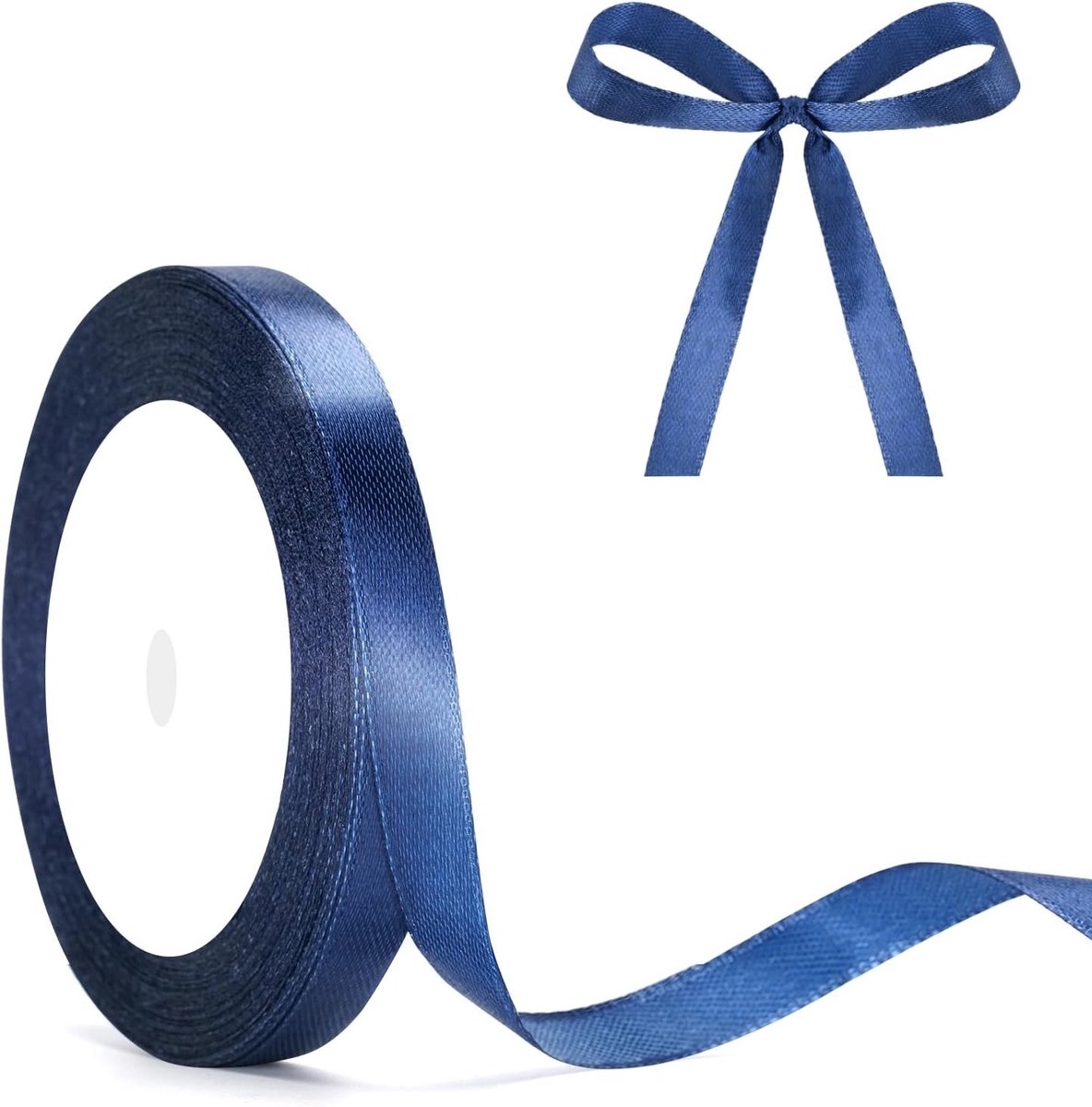 Donkerblauwe Satijnen Lint van 10mm: Decoratief Cadeaulint, 22m Lint voor Ambachten en Versiering van Cadeaus