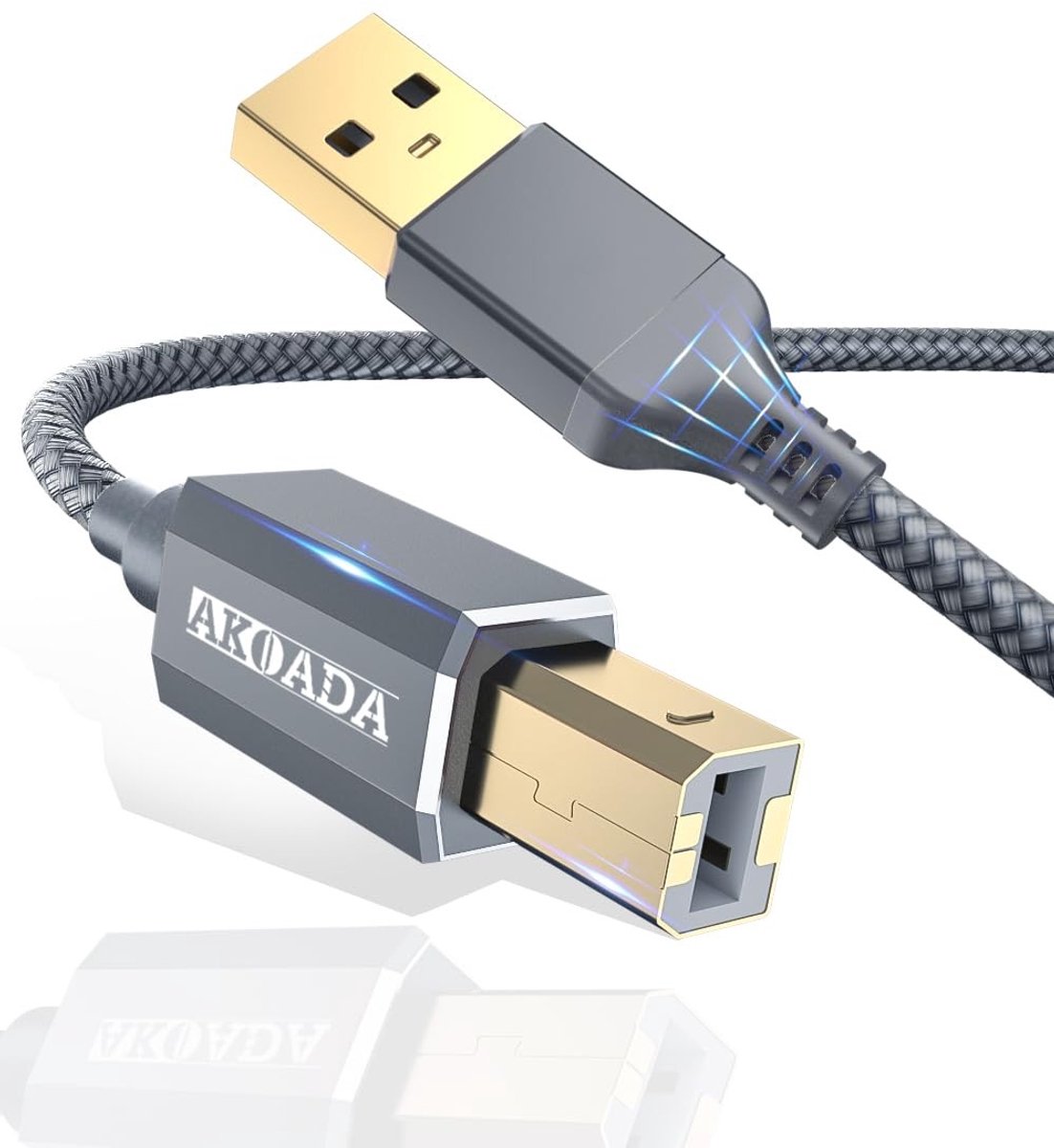 Dailygoody - USB Printer Kabel - 4.5M Scanner Kabel - Hoge snelheid - Grijs - Universele compatibiliteit - Voor diverse apparaten - Ideaal voor thuis