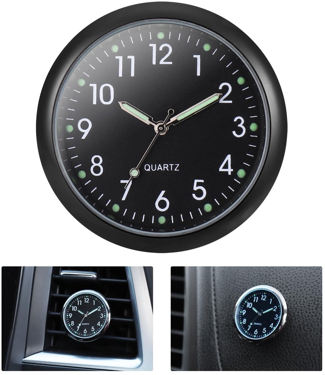 Dailygoody - Auto Klok - Quartz Analoge Klok voor Dashboard - Compact en Elegant - Ideaal voor Auto en Thuis - Decoratie Klok - 4 x 4 cm