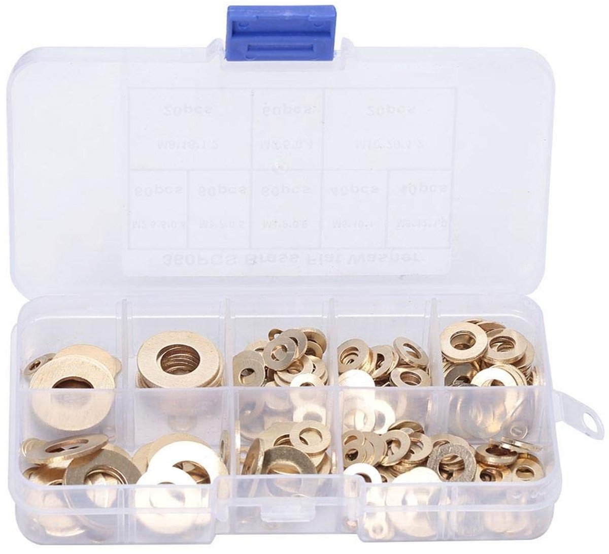 Dailygoody - Messing Onderlegschijven - Set van 360 Stuks - Plat - M2 M2,5 M3 M4 M5 M6 M8 M10 - Anti-corrosie - Geschikt voor Diverse Toepassingen - 1...