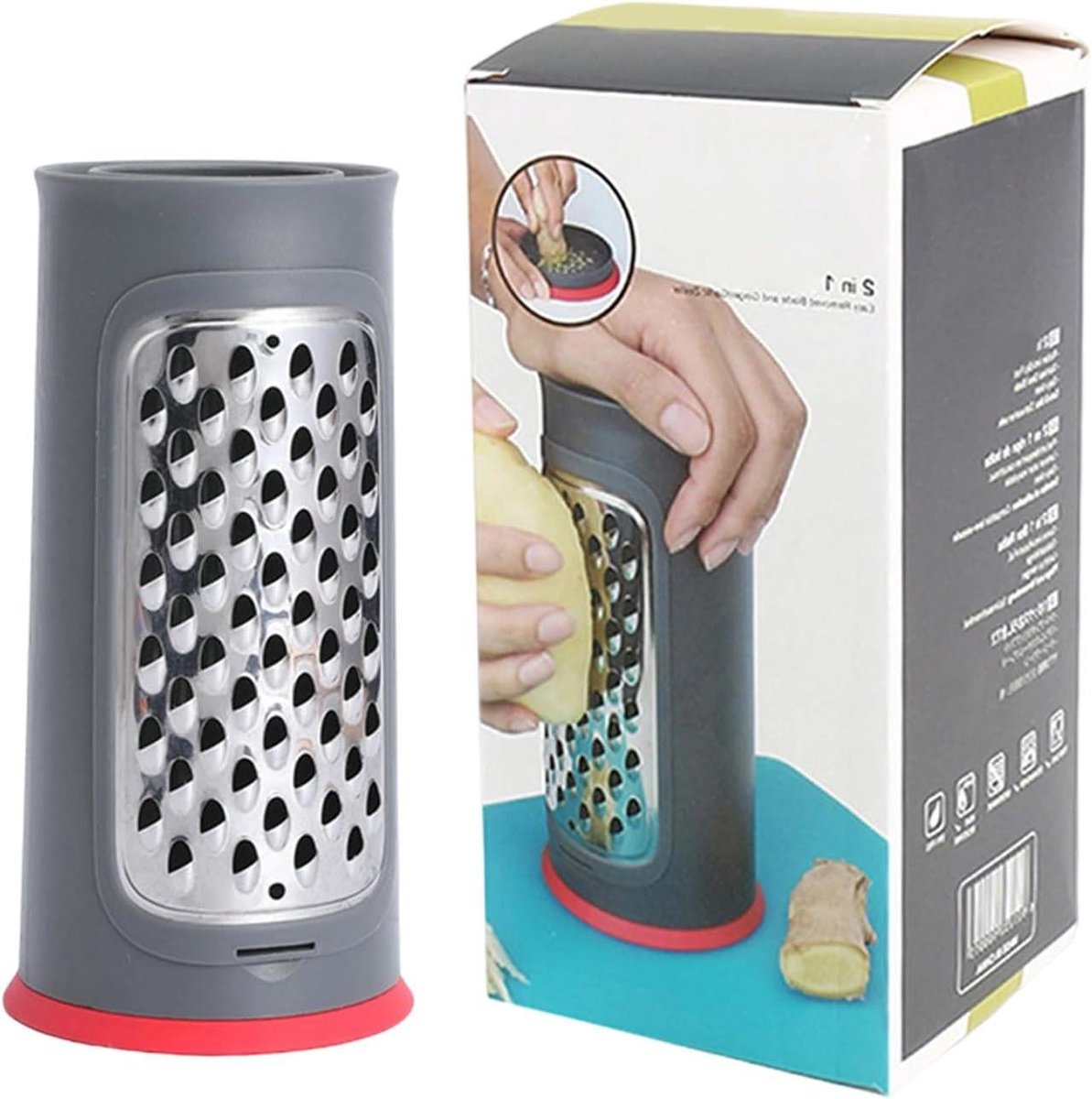 Kookgerei Houder - Keuken Gadget - Maaltijd Prep - 2 in 1 Rasp Container - 10 x 20.5 cm - Grijs