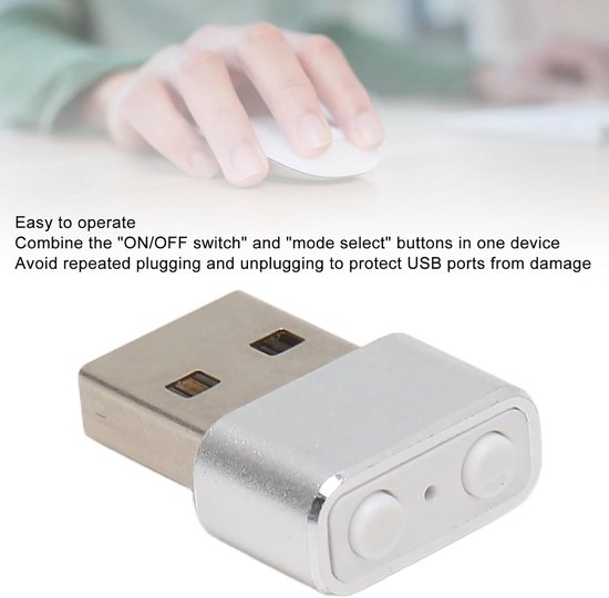 Muis Jiggler - Muisverplaatser - Computer Wakker Houden - Niet Detecteerbaar - 3 x 2 x 2 cm - Zilver — afbeelding 2
