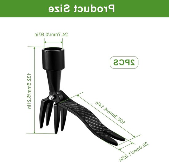 13 cm onkruidverdelger - handmatig, 2-delig, aluminiumlegering - tuingereedschap met gehard stalen tandontwerp van Merkloos	 — afbeelding 5