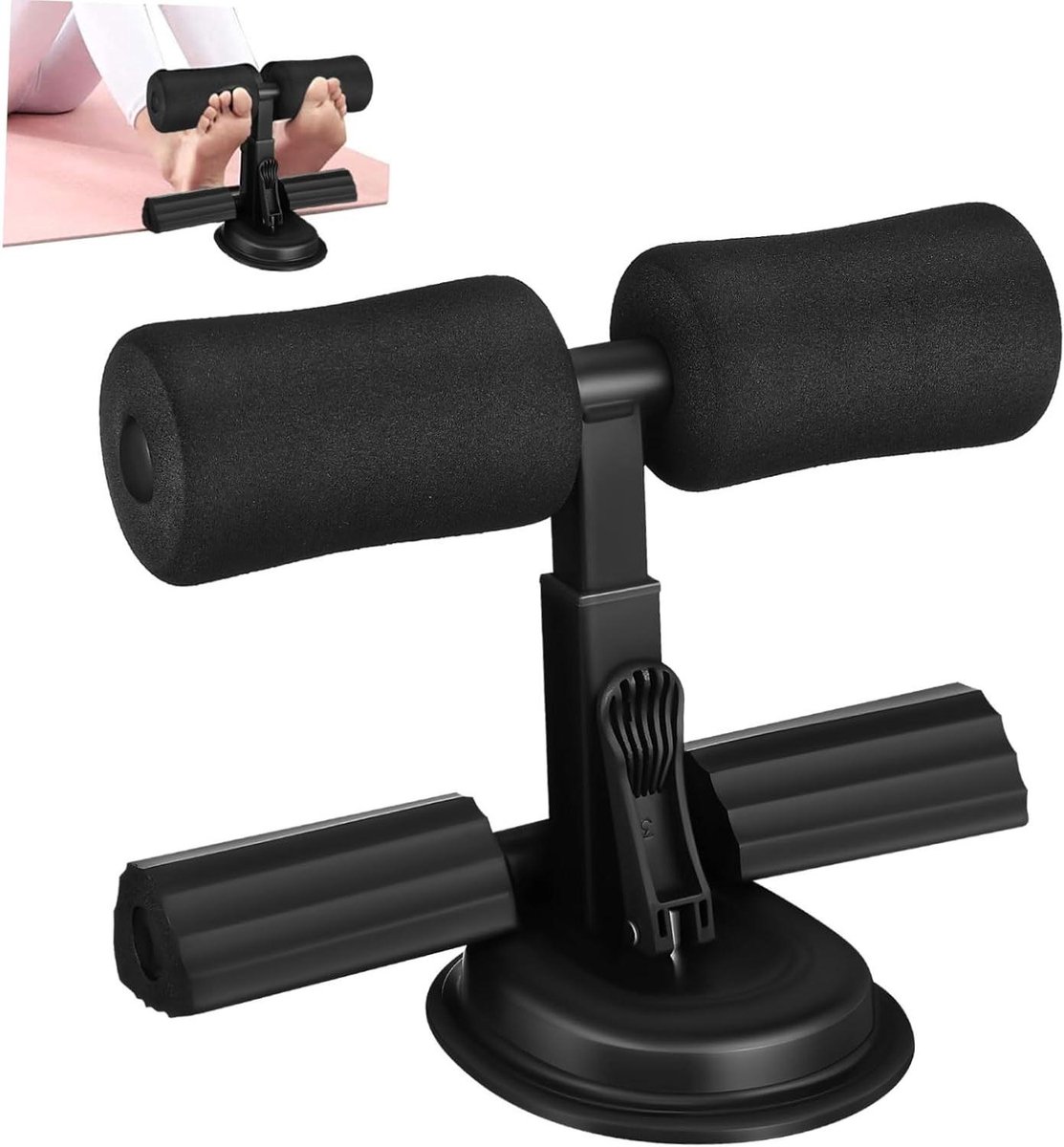 Buikfitnesshulpmiddel - Sit-up trainer Abdominal trainer - Buikspieren Trainen - Zonder Installatie - 27 cm - Zwart