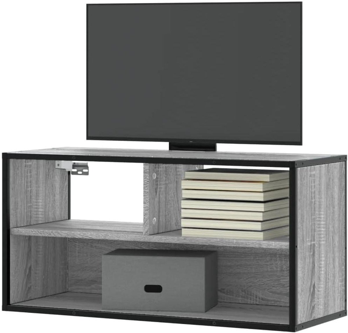 Televisiekast - Tv-meubel - Multimedia Opbergen - Metalen Frame - 80 cm breed - Grijs Sonoma