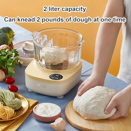 Deegkneedmachine - Keukenmixer - Bakken Thuis - Multifunctioneel Kneedmes - 2 Liter Inhoud - Wit — afbeelding 3