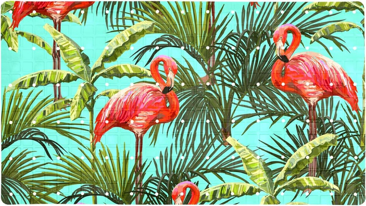 Douchemat Flamingo - Antislip badmat - Veilig douchen - 112 zuignappen - 40x71 cm - Veelkleurig