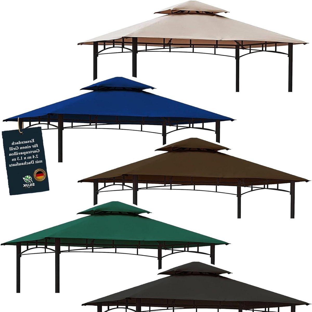 Vervangend paviljoendak - Dakzeil - Bescherming tegen zon - Waterdicht PVC materiaal - 24 x 15 meter - Groen