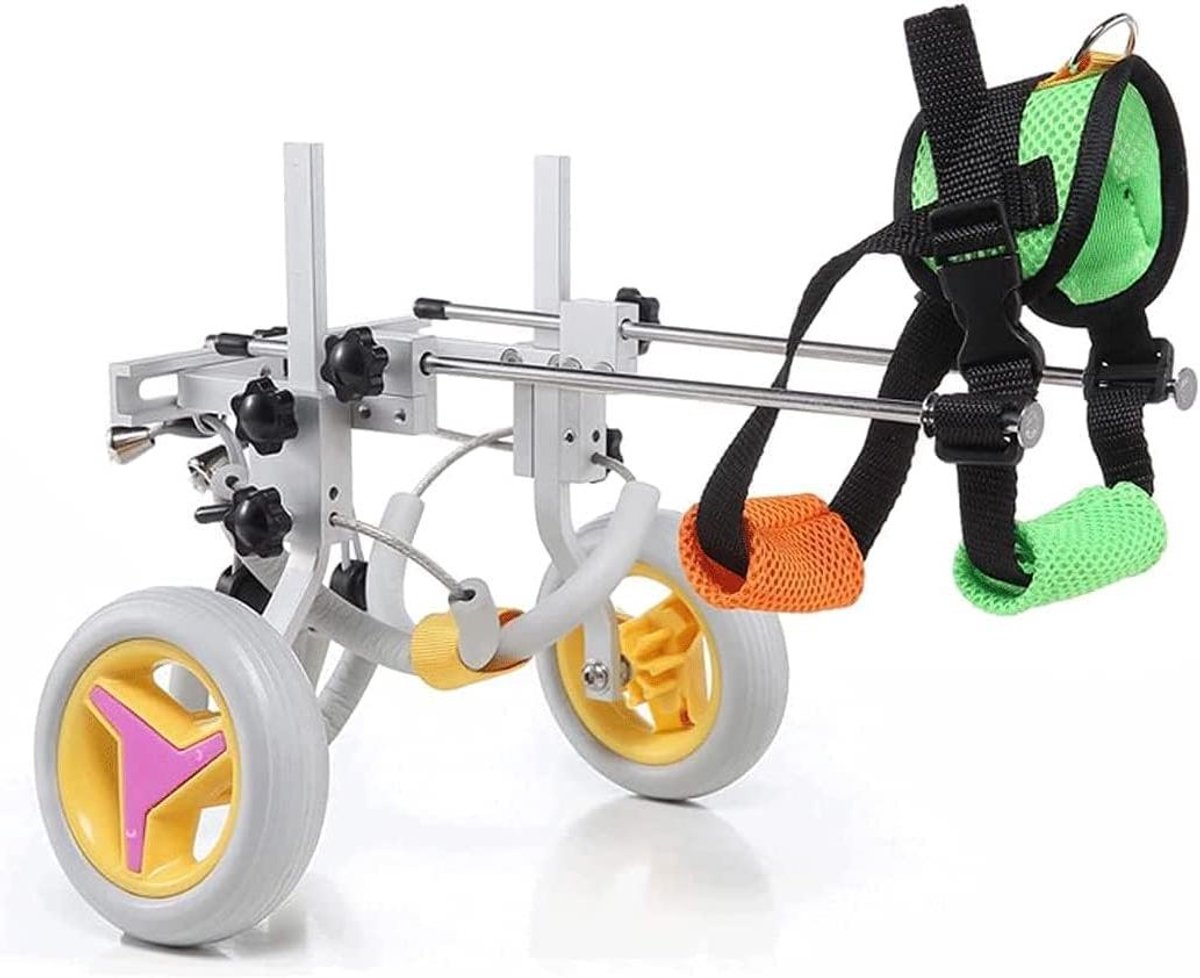 Huisdier Rolstoel - Hond Loop Hulp - Revalidatie Hulp - Verstelbaar Aluminium Frame - 4-9 kg - Grijs