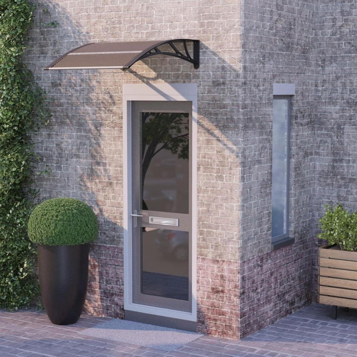Deurluifel - Voordeur luifel - Huis beschermen - Polycarbonaat platen - 100x80 cm - Zwart
