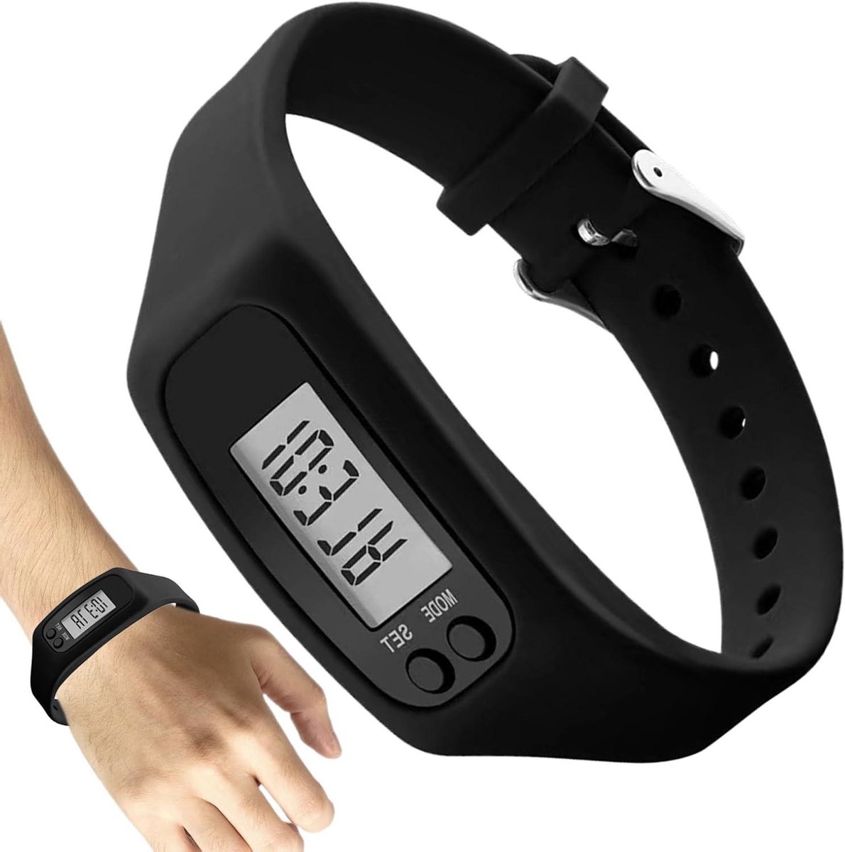 Stappenteller Horloge - Calorieën Teller Monitor - Dagelijkse Activiteit Meten - Geen Telefoon Nodig - 25 x 2.7 cm - Zwart
