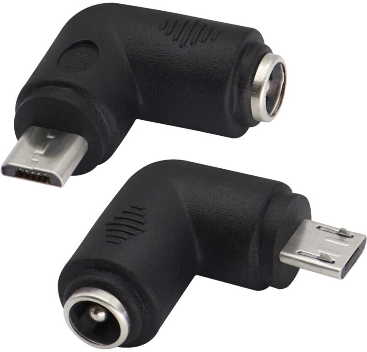 (2-pack - Micro) 90 graden DC 5,5x2,1 mm naar Micro USB 5V DC-voedingsconnector, geschikt voor mobiele telefoons, tablets, MP3-spelers en Micro USB-apparaten.